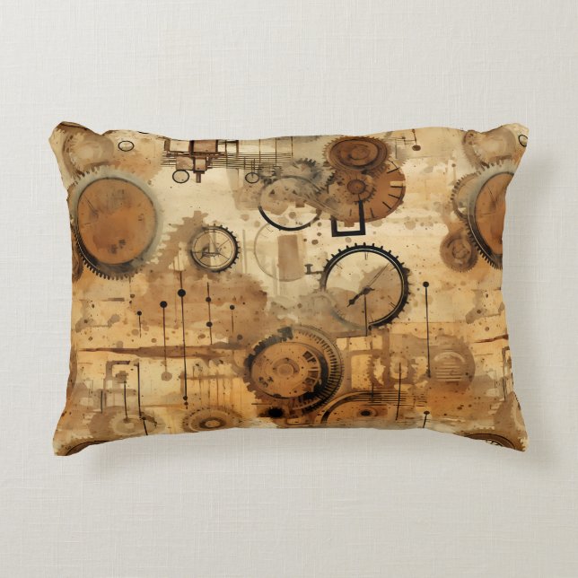 Almofada Decorativa Relógio Russo Steampunk Grunge (1) (Frente)