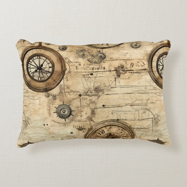 Almofada Decorativa Relógio Russo Steampunk Grunge (9) (Frente)