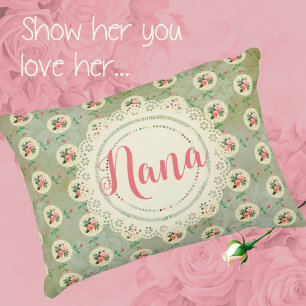 Almofada Decorativa Renda Personalizada Vintage Rosa Damasco Verde 
