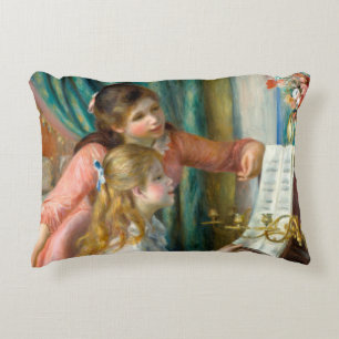 Almofada Decorativa Renoir Duas Meninas ao Piano Impressão Música Arte