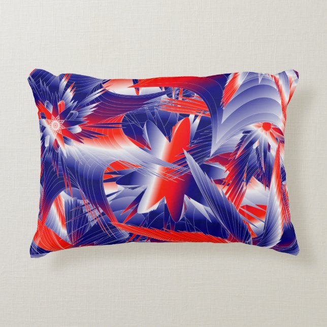 Almofada Decorativa Resumo Vermelho Branco e Azul (Frente)