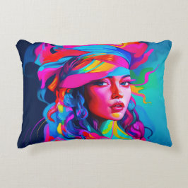 Almofada Decorativa Retrato de Abstrato vibrante