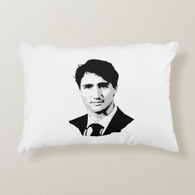 Almofada Decorativa Retrato de Justin Trudeau (Frente)