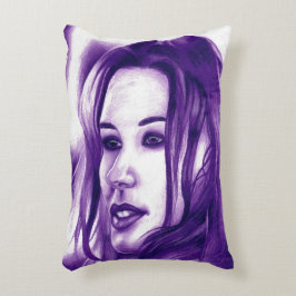 Almofada Decorativa Retrato de Mulher Pessoas Roxas Arte Original Lanç