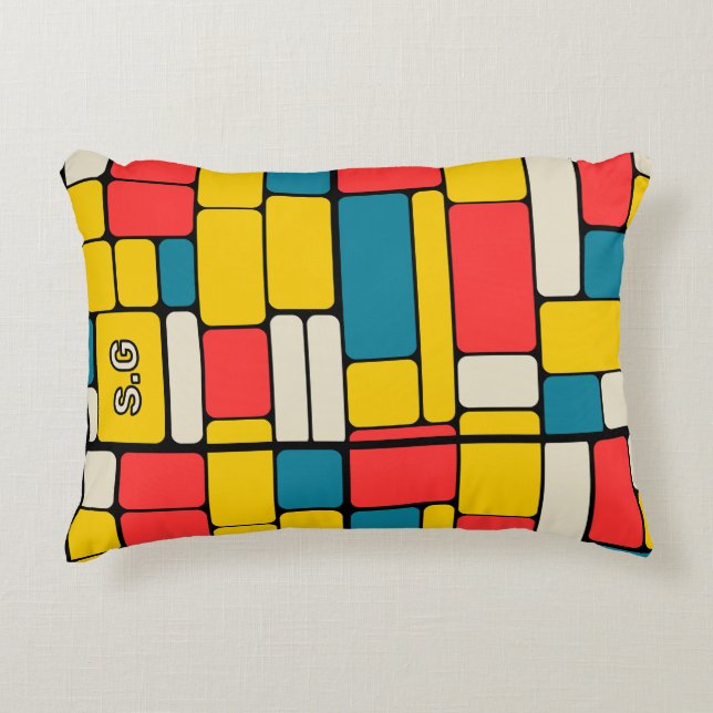 Almofada Decorativa Retro 80s ousado geométrico moderno brilhante (Frente)