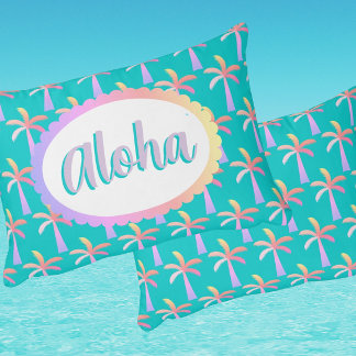 Almofada Decorativa Retro Aloha Personalized Pastel Palms