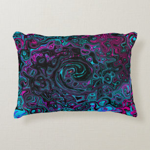 Almofada Decorativa Retro Aqua Magenta e Abstrato preto