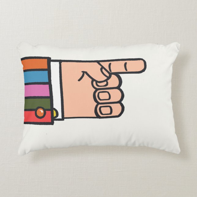Almofada Decorativa Retro Bright Fun Pointing Hand Pillow (Frente)