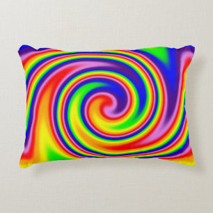 Almofada Decorativa Retro Brilhante Colorido Hippie Arco-Íris Espiral