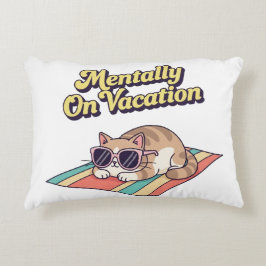 Almofada Decorativa Retro Cat Mentally On Vacation Rectangular Pillow