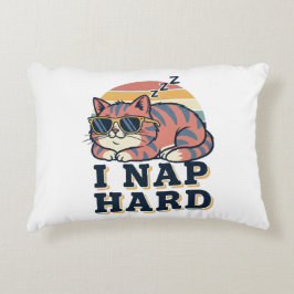 Almofada Decorativa Retro Cat Nap Humor Rectangular Pillow