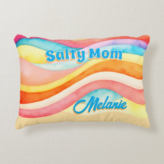 Almofada Decorativa Retro Coastal Beach Aesthetic Mom (Frente)