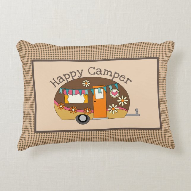 Almofada Decorativa Retro Daisy Happy Camper (Frente)