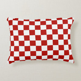 Almofada Decorativa Retro geométrico branco-vermelho-quadrado