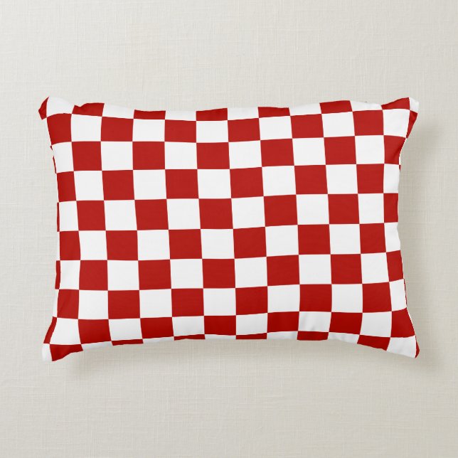 Almofada Decorativa Retro geométrico branco-vermelho-quadrado (Frente)