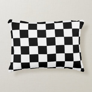 Almofada Decorativa Retro geométrico em preto e branco dos quadrados v