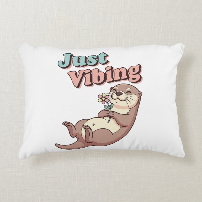 Almofada Decorativa Retro Otter Just Vibing Rectangular Pillow (Frente)
