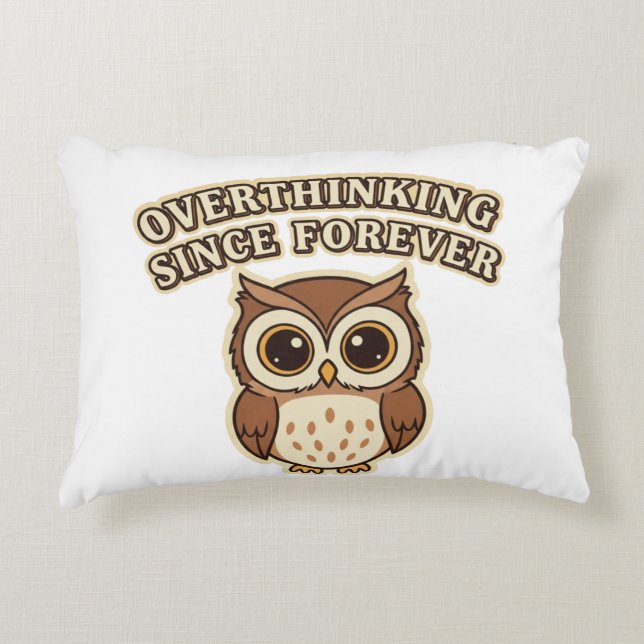 Almofada Decorativa Retro Owl Overthinking Rectangular Pillow (Frente)