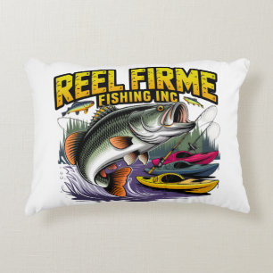 Almofada Decorativa Retro "Reel Firme Fishing Inc" Bass & Kayak Lombar