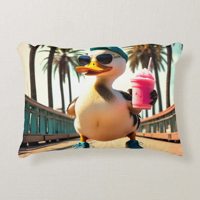Almofada Decorativa Retro Summer Funny Roller Duck (Frente)