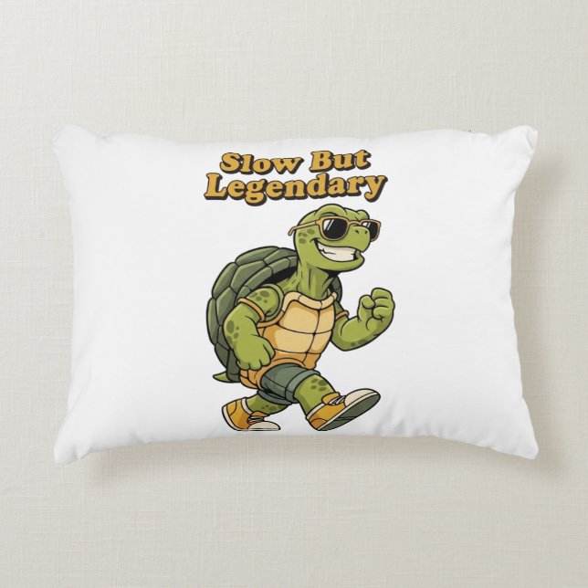 Almofada Decorativa Retro Turtle Slow But Legendary Rectangular Pillow (Frente)