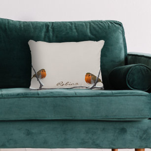 Almofada Decorativa Robin Birds Na Fileira De Inverno Personalizado