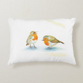 Almofada Decorativa Robins vermelhos no inverno