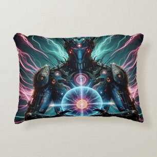 Almofada Decorativa Robô Futurista Núcleo Cósmico Cyberpunk