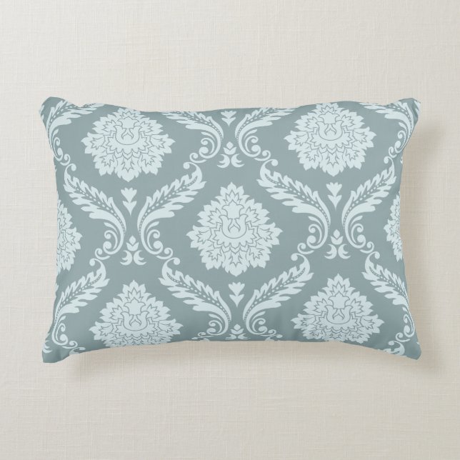 Almofada Decorativa Rococo Damask Big Pattern Duck Egg Blue+Teal (Frente)