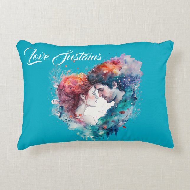 Almofada Decorativa Romântica Casal Ame Sustenta (Frente)