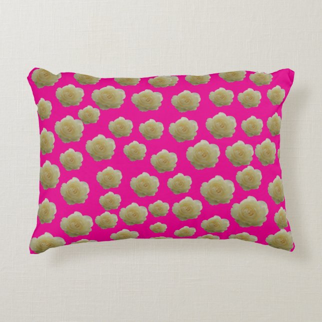 ALMOFADA DECORATIVA ROSA BRANCA (Frente)