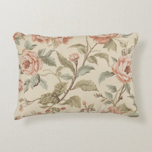Almofada Decorativa Rosa Corado Verde Salvia Bege Chic Floral Xadrez