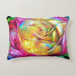 Almofada Decorativa Rosa do Arco-Íris Psicodélico