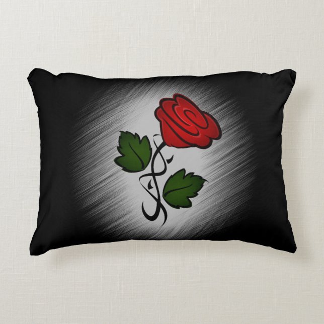 Almofada Decorativa Rosa vermelha em preto (Frente)