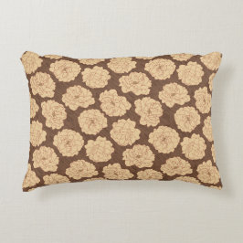 Almofada Decorativa Rosas barrocas em marrom-noz - padrão sem costura.
