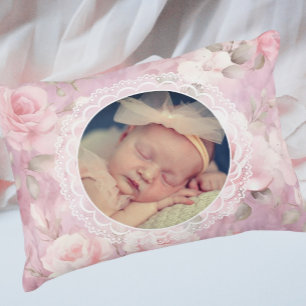 Almofada Decorativa Rosas de Memória Personalizadas Vintage em Renda 