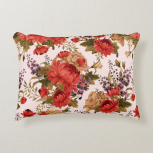 Almofada Decorativa Rosas de padrão floral sem costura com crisântem