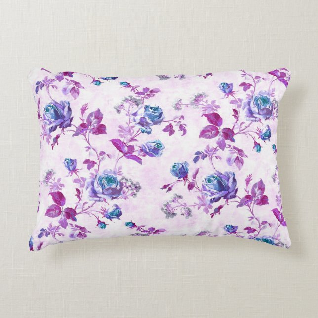Almofada Decorativa Rosas Fuchsia Turquoise (Frente)