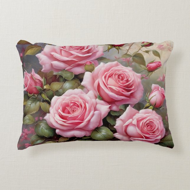Almofada Decorativa Rosas Pink Vintage (Frente)