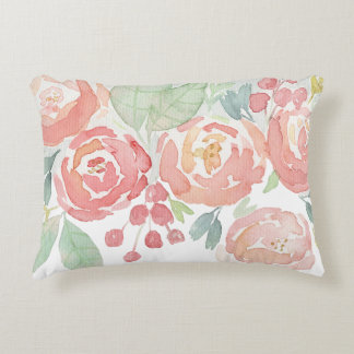 Almofada Decorativa Rosas Rosa Românticas Aquarela