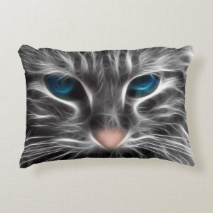 Almofada Decorativa Rosto de Gato Azul Incrível