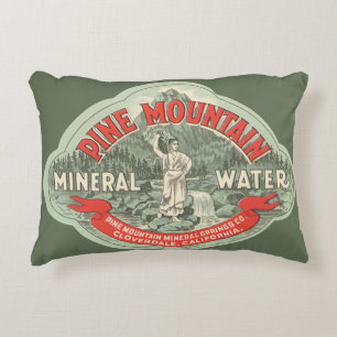 Almofada Decorativa Rótulo de Produto Antigo, Água Mineral Pine Mounta