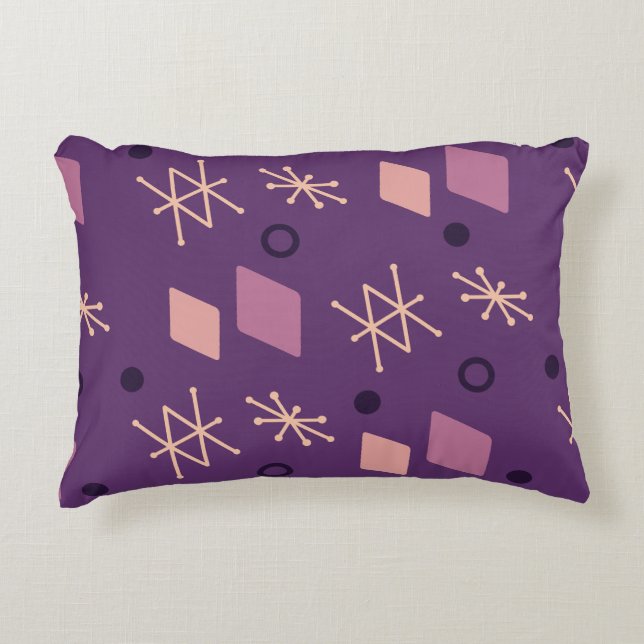 Almofada Decorativa Roxo Abstrato Geométrico dos anos 50 (Frente)
