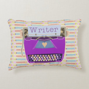 Almofada Decorativa Roxo moderno retro bonito da máquina de escrever