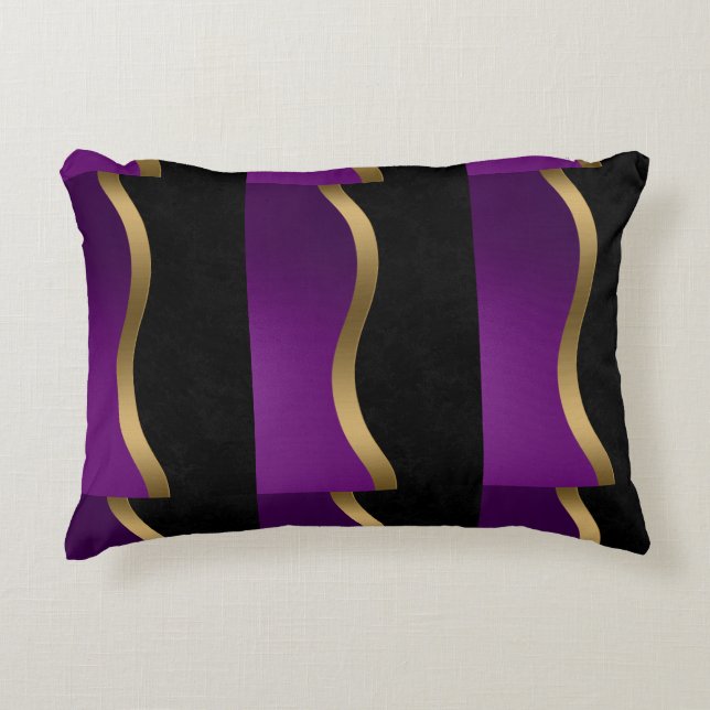 Almofada Decorativa Roxo Preto Dourado (Frente)