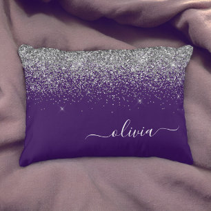 Almofada Decorativa Roxo Silver Glitter Girly Glam Monograma