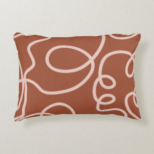 Almofada Decorativa Rust Terracotta — Traços mínimos de linha modernos