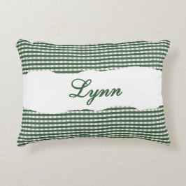 Almofada Decorativa Rustic Green Gingham Personalized Name