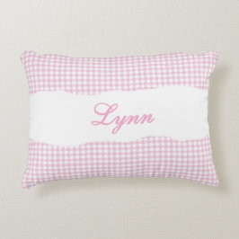 Almofada Decorativa Rustic Pink Gingham Personalized Name