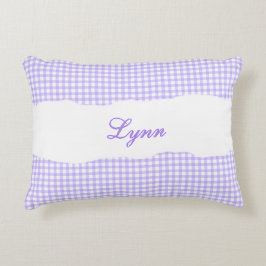 Almofada Decorativa Rustic Purple Gingham Personalized Name
